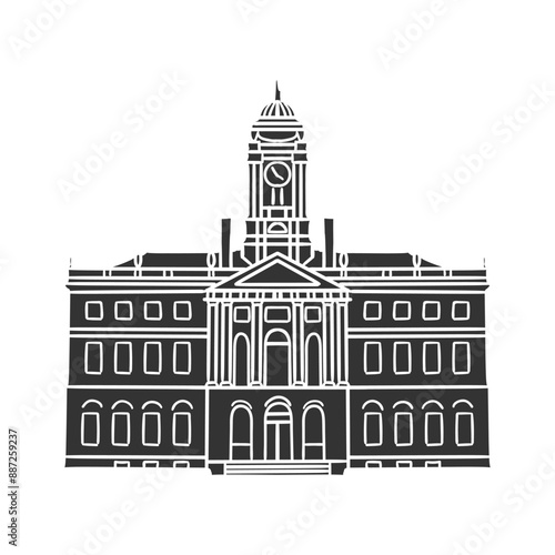 Old State House Icon Silhouette Illustration. Connecticut Vector Graphic Pictogram Symbol Clip Art. Doodle Sketch Black Sign.