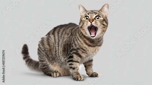 American Shorthair cat is crying, full body, beautiful, 