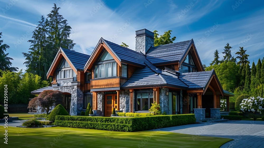 luxury house with nice summer landscape in Vancouver Canada : Generative AI luxury house with nice summer landscape in Vancouver Canada : Generative AI