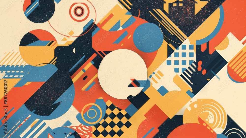 Fototapeta premium Vintage abstract geometric shapes background. Abstract geometric wallpaper