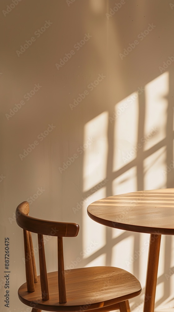 Light brown solid color table, light beige wall background, minimalist style, simple and clean composition, ratio 9:16 Light brown solid color table, light beige wall background, minimalist style, simple and clean composition, ratio 9:16