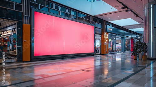 mockup of large led screen a front of shop in shopping mall : Generative AI