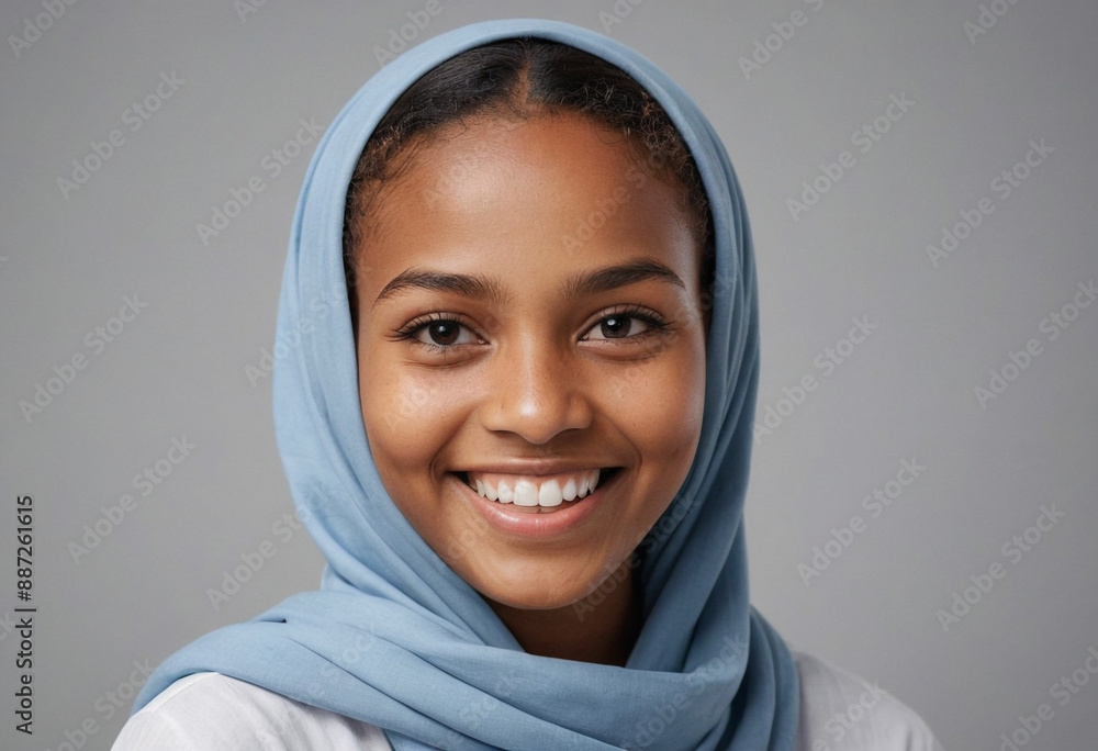 Portrait view of a regular happy smiling Comoros girl, ultra realistic, candid, social media, avatar image, plain solid background Portrait view of a regular happy smiling Comoros girl, ultra realistic, candid, social media, avatar image, plain solid background