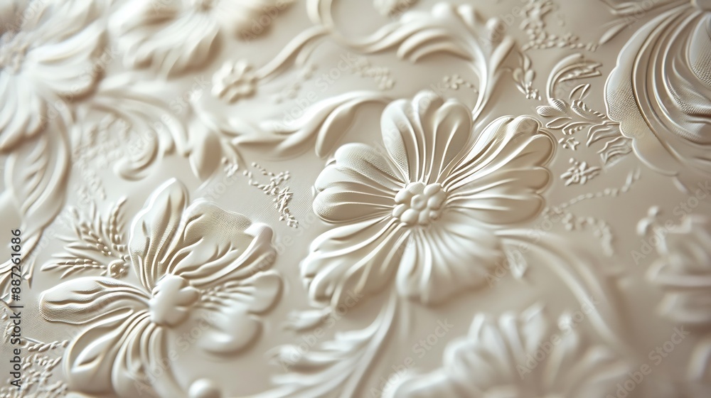 elevated closeup of antique card paper embossed with floral and decorative elements suitable as a backdrop for invitation : Generative AI elevated closeup of antique card paper embossed with floral and decorative elements suitable as a backdrop for invitation : Generative AI