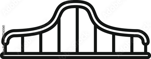 Simple, bold icon of a roller coaster rising to its peak