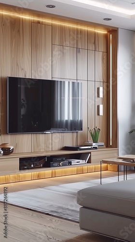 Scandinavian Style Modern Living Room With Entertainment Center 