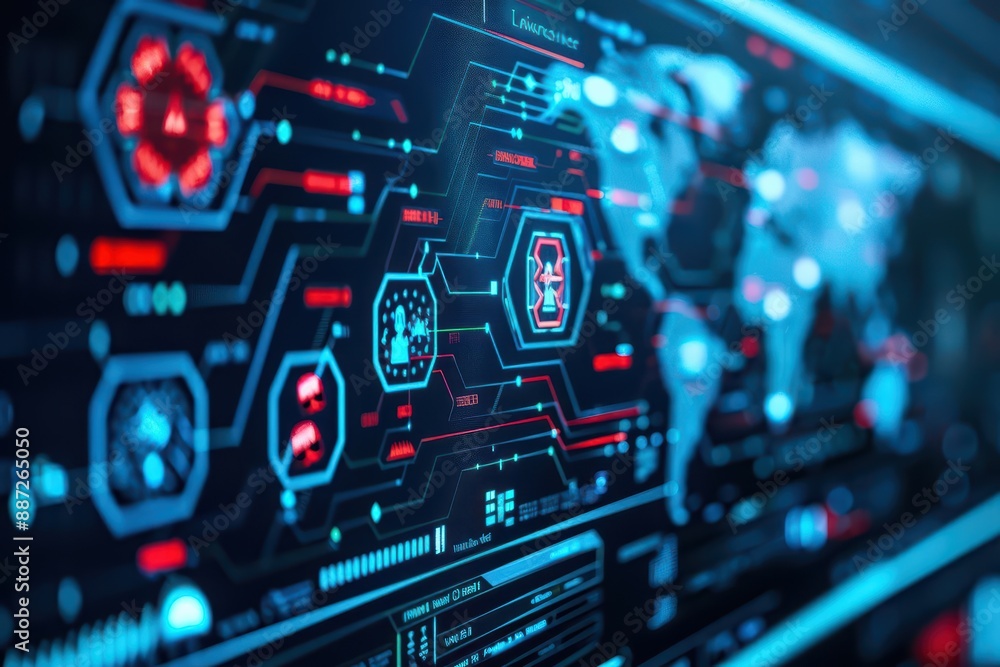 Ebola outbreak responses are coordinated via a holographic control panel, futuristic with hologram, with copy space Ebola outbreak responses are coordinated via a holographic control panel, futuristic with hologram, with copy space