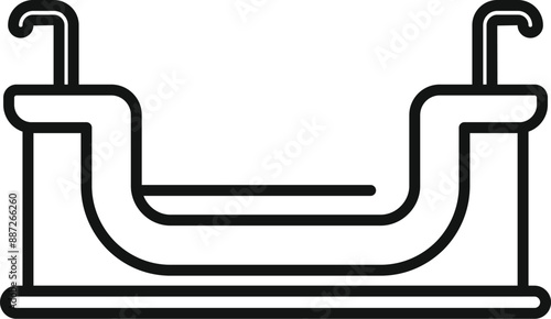 Simple black and white icon of a dog potty trainer with pee post indoors