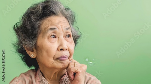 Elderly Asian woman in casual attire looking thoug 18 woman, senior, face, person, smile, old, smiling, beauty, elderly, lady, people, mature, hair, expression, eyes, grandmother, older, looking, laug photo