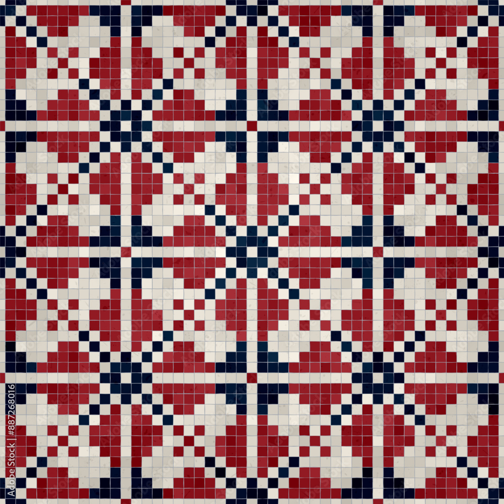 Fototapeta premium Mosaic tiles background, seamless vector pattern