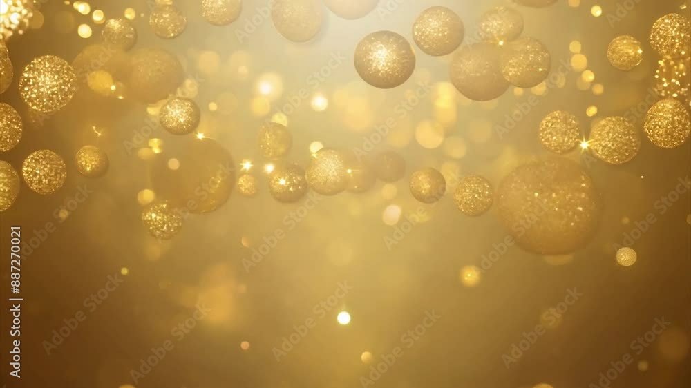 Golden glitter bokeh particle abstract hapes floating in air magical sparkle Golden glitter bokeh particle abstract hapes floating in air magical sparkle
