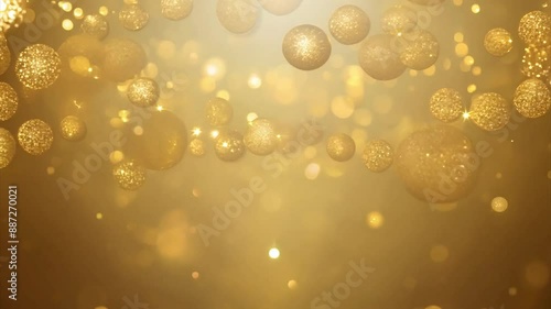 Golden glitter bokeh particle abstract hapes floating in air magical sparkle photo