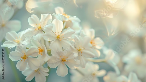 A bouquet of garden white flowers Small white flowers in blur filter closeup floral background : Generative AI