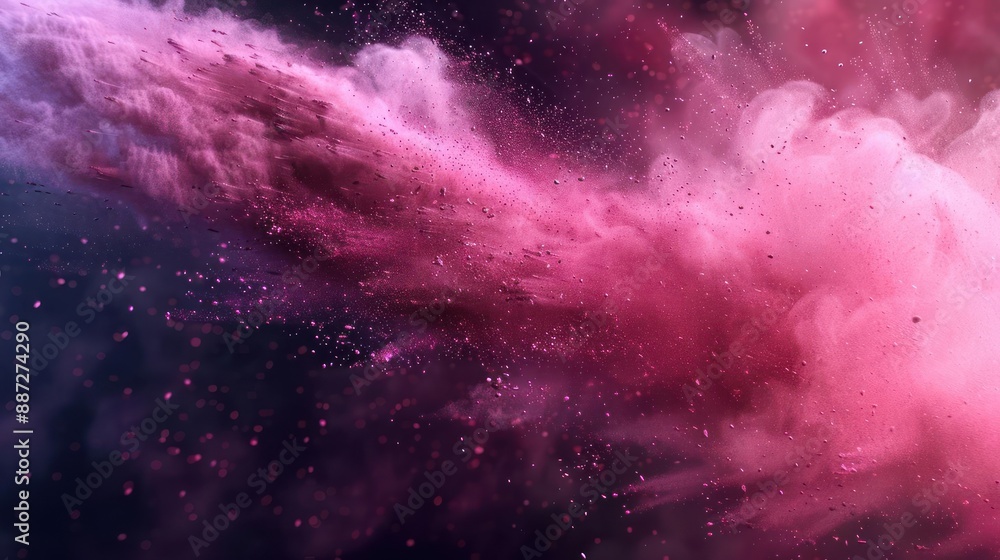 Naklejka premium araffe powder is flying in the air and pink and blue