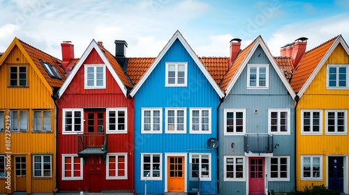 Colorful houses in Trelleborg Skne Sweden : Generative AI © Generative AI