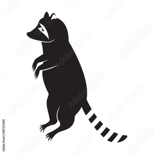 Cute Black raccoon logo vector icon illustration design
