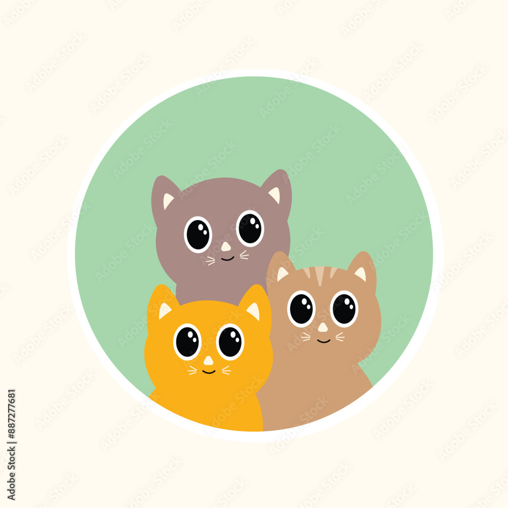 cute cat illustration, with happy expression, flat design style cute cat illustration, with happy expression, flat design style