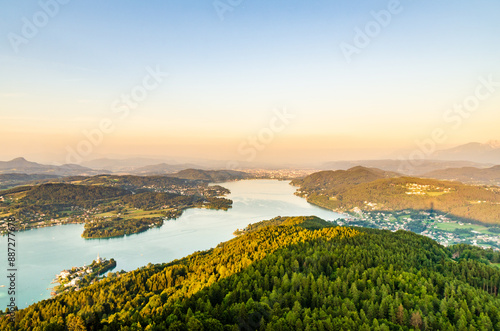 Lake and mountains at Worthersee Karnten Austria tourist spot photo