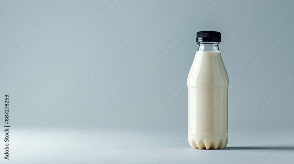Milk or diary product in transparent plastic PET bottle isolated on a white background : Generative AI Milk or diary product in transparent plastic PET bottle isolated on a white background : Generative AI