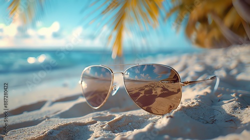 Wallpaper Mural Sunglasses on a Beach. Torontodigital.ca