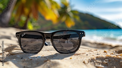 Wallpaper Mural Sunglasses on a Tropical Beach. Torontodigital.ca