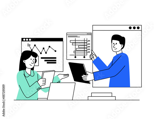 blue green business 3d illustration