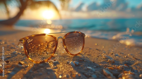 Wallpaper Mural Sunglasses on the beach at sunset. Torontodigital.ca