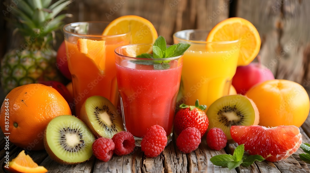 Fresh orange juice with fruits, isolated on white Fresh orange juice with fruits, isolated on white