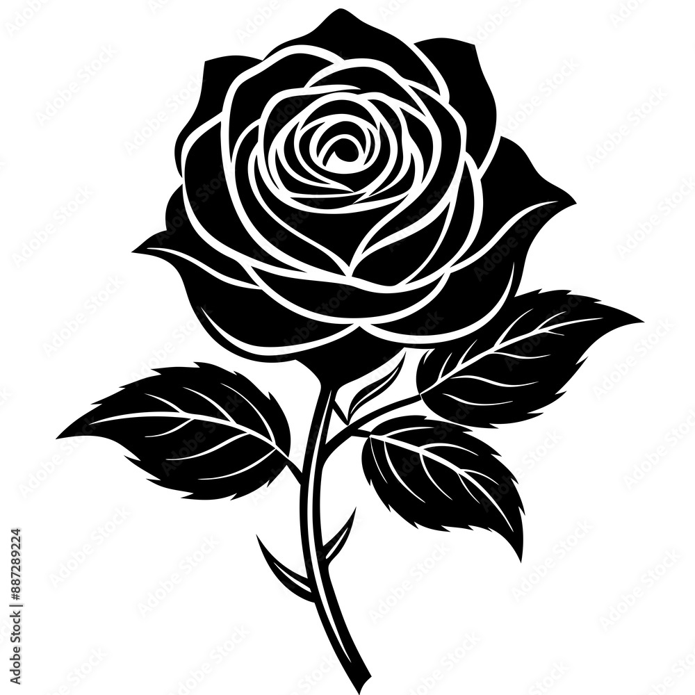 Rose flower silhouette vector art illustration Rose flower silhouette vector art illustration