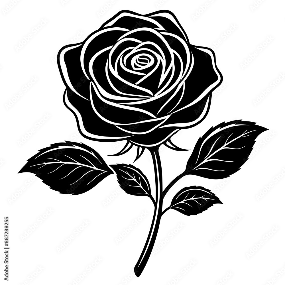 Rose flower silhouette vector art illustration Rose flower silhouette vector art illustration