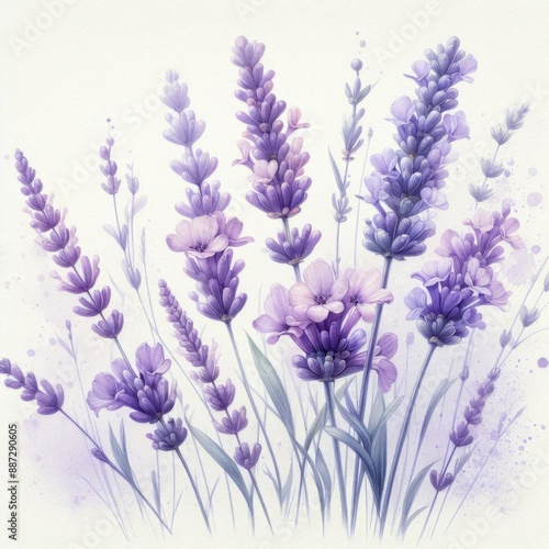 lavender flowers on white background