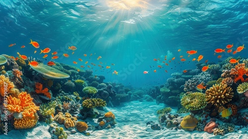 Coral Reef Paradise in Marsa Alam  Egypt  Stunning Panoramic View of Colorful Hard Corals and Fish