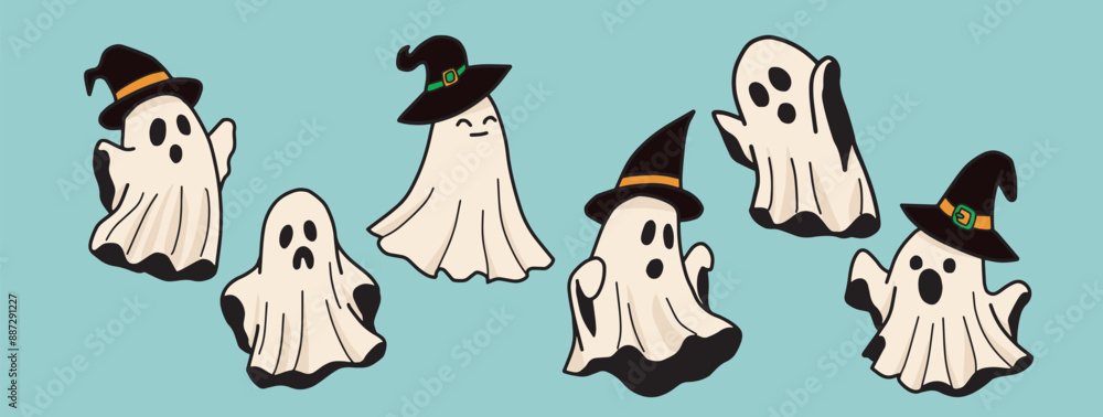 Obraz premium cartoon happy halloween fun illustration spooky slogan t-shirt decoration vector
