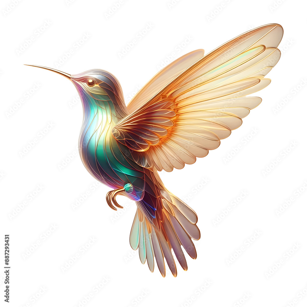Obraz premium Abstract 3D Hummingbird. Generative AI