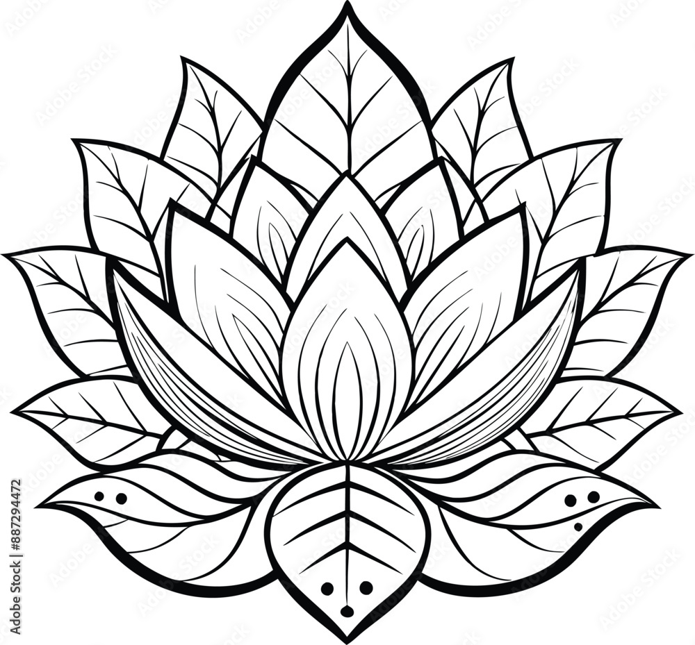Obraz premium Lotus Flower Line art icon vector illustration
