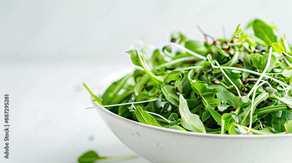 Fresh mixed greens and microgreens in a white bowl, perfect for healthy salads and vibrant meals. Nutrient-rich and delicious for any occasion. Fresh mixed greens and microgreens in a white bowl, perfect for healthy salads and vibrant meals. Nutrient-rich and delicious for any occasion.