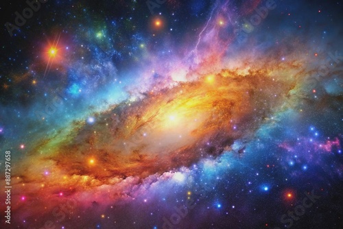Vibrant galaxy with colorful nebula and countless stars, universe, nebula, stars, astronomical, vibrant