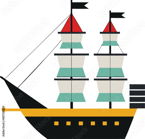 Ship vector illustration colorful line art logo vector