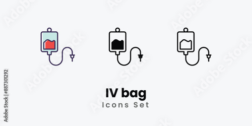IV bag Icons thin line and glyph vector icon stock illustration