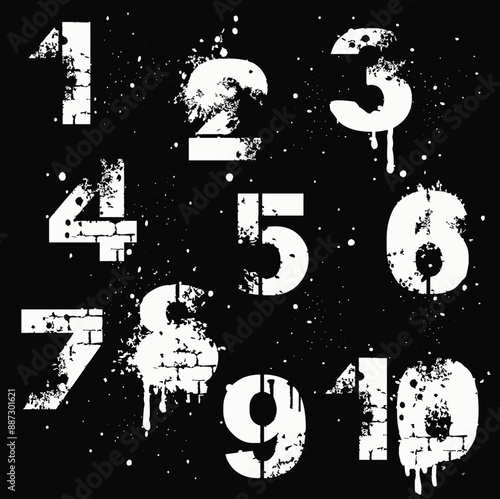 Hand written calligraphy alphabet black ink brush lettering, numbers and punctuation marks, grunge font style with ink splashes. numbers and punctuation marks, grunge font style with ink splashes. 