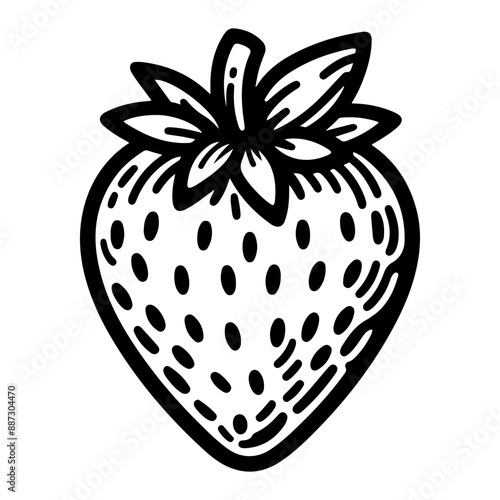 Strawberry fruit line drawing vector