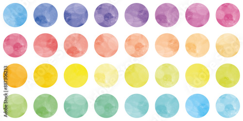 水彩　丸　カラフル　ベクター　あしらい　見出し　セット