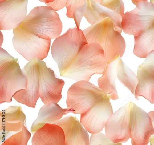 A seamless pattern of flower petals on a white background (103)