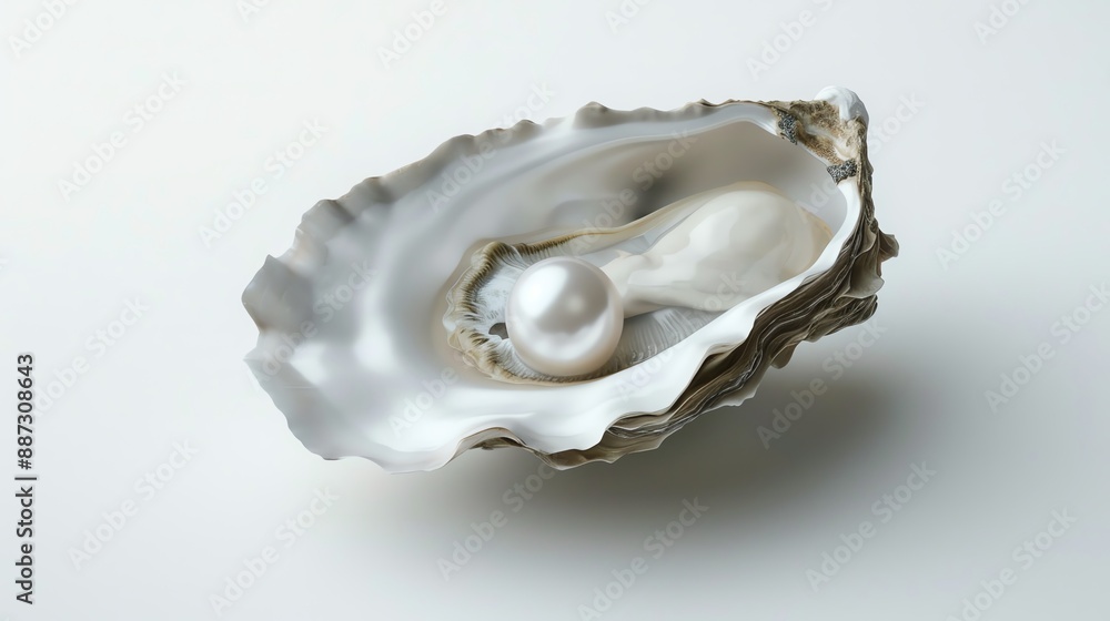 Naklejka premium An oyster with a pearl inside.
