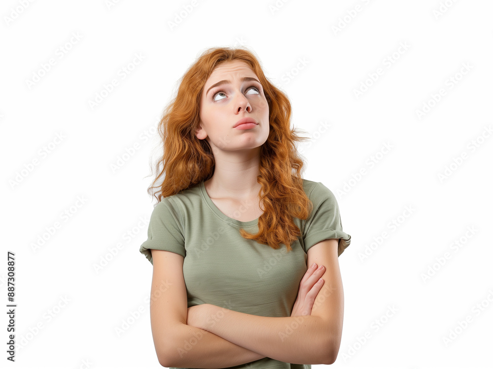 Woman with a doubtful or pondering expression. Woman with a doubtful or pondering expression.