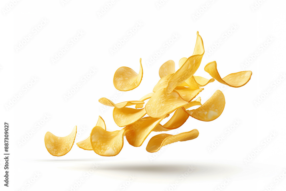 Potato chips, isolated on white background Potato chips, isolated on white background