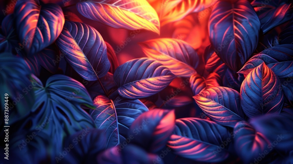 Tropical Leaves Illuminated by Sunset Tropical Leaves Illuminated by Sunset
