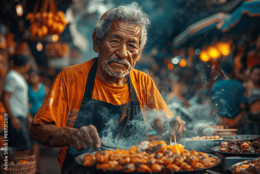 Mexican street vendor grilling tacos al pastor in vibrant Mexico City, with locals and tourists enjoying the bustling atmosphere and authentic culinary experience Mexican street vendor grilling tacos al pastor in vibrant Mexico City, with locals and tourists enjoying the bustling atmosphere and authentic culinary experience