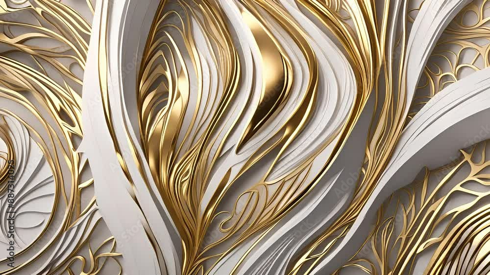 Timeless abstract composition highlighting the timeless elegance of metallic gold and silver lines on white Timeless abstract composition highlighting the timeless elegance of metallic gold and silver lines on white