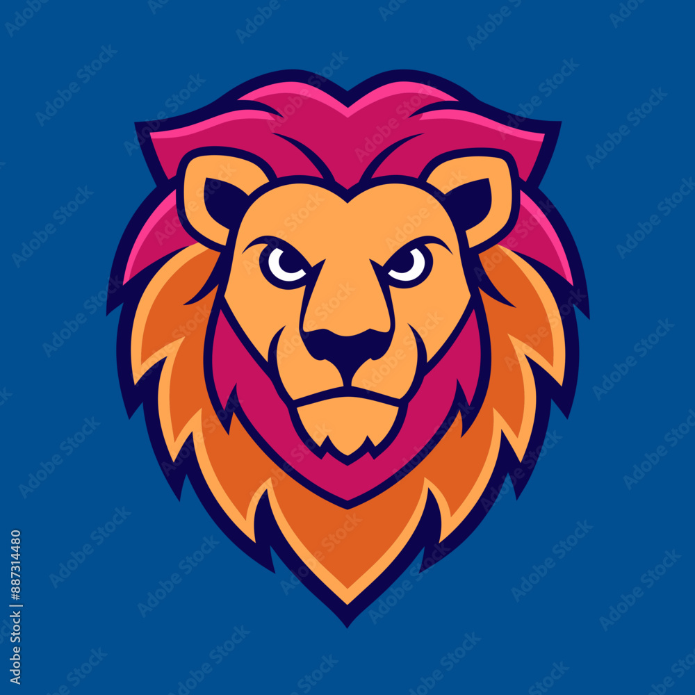 Obraz premium Lion head, logo real color, team sport vector art illustration